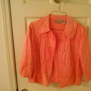Coral patchwork casual jacket